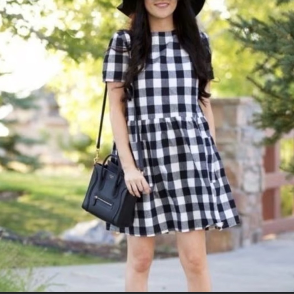 Classic Black and White Gingham Dress